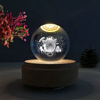 DecorBites™ Crystal Ball Music Box: Rotating Light Projection, Birthday & Valentine's Day Gift