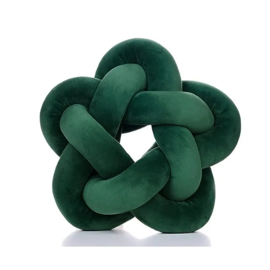 DecorBites™ Green Star Knotted Lumbar Cushion - Handmade Stuffed Throw Pillow