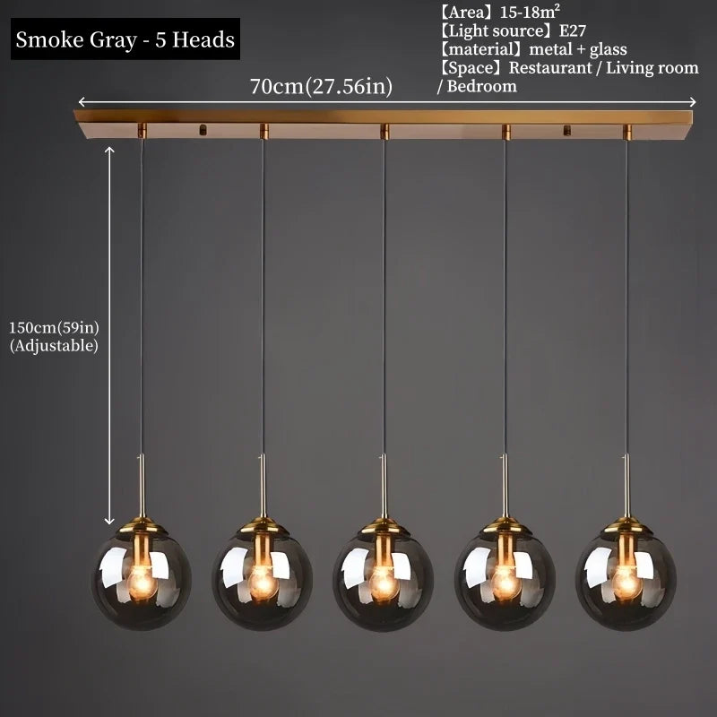 Nordic Glass Pendant Light With Polished Steel Finish