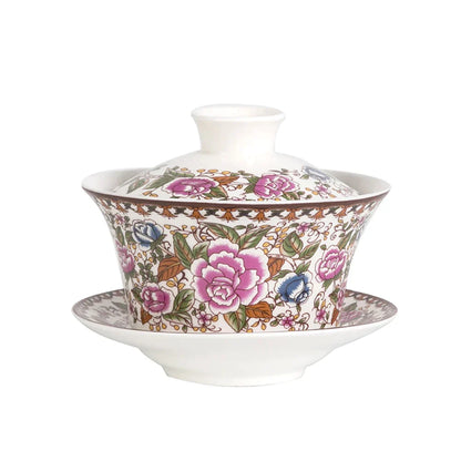 DecorBites™ 350ml Ceramic Gaiwan Porcelain Tea Cup Set