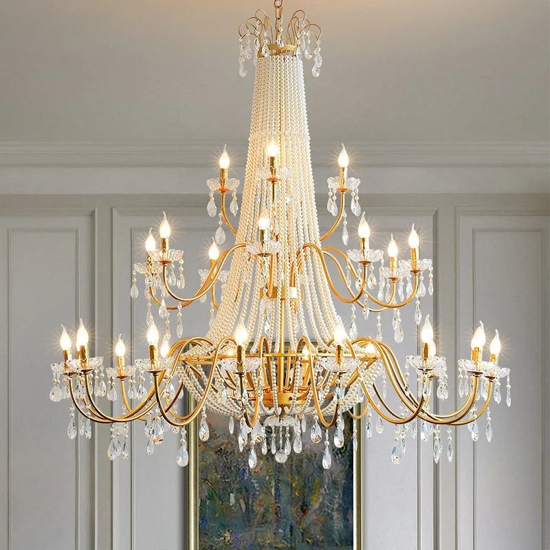 DecorBites™ Crystal LED Chandelier Pendant Lights for Villa Stairs and Hotel Decor