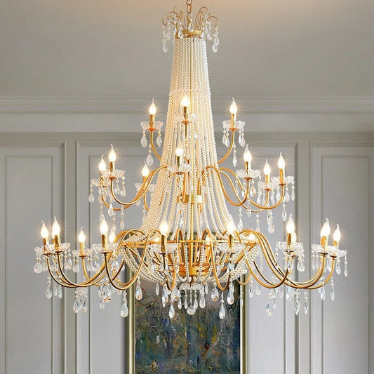 DecorBites™ Crystal LED Chandelier Pendant Lights for Villa Stairs and Hotel Decor