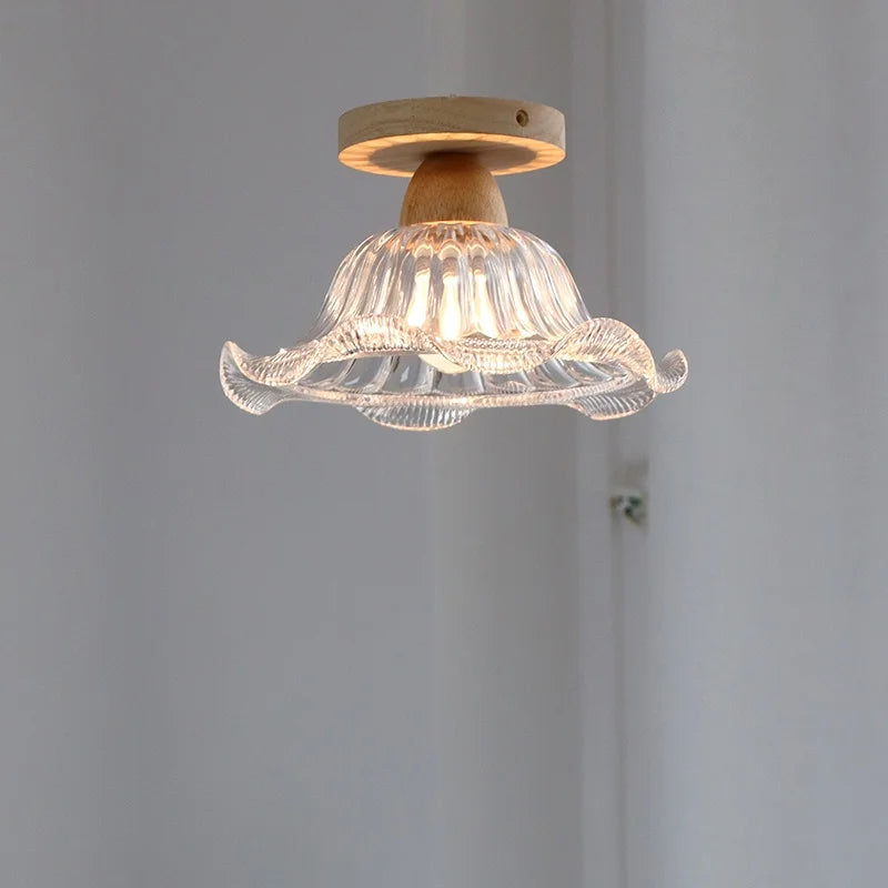 DecorBites™ Crystal Wood LED Ceiling Lamp Clear Glass Modern Indoor Lighting