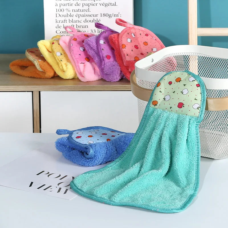 DecorBites™ Coral Velvet Hand Towel: Absorbent Cleaning Tool for Home Kitchen & Bathroom