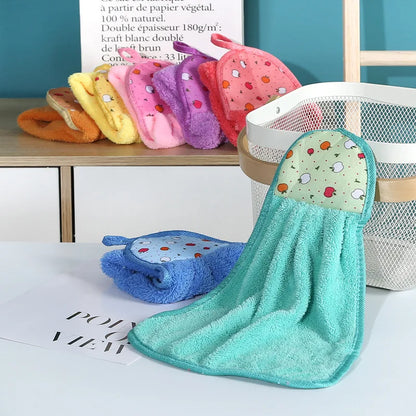 DecorBites™ Coral Velvet Hand Towel: Absorbent Cleaning Tool for Home Kitchen & Bathroom