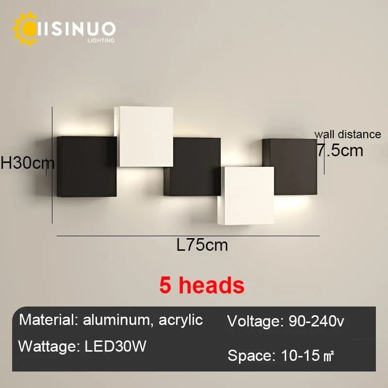 DecorBites™ Geometric LED Wall Sconce Black White Light for Living Room Bedroom Hallway