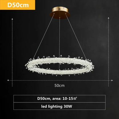 DecorBites™ Luxe Crystal Pendant Light - Dimmable LED Art Deco Circle Lamp