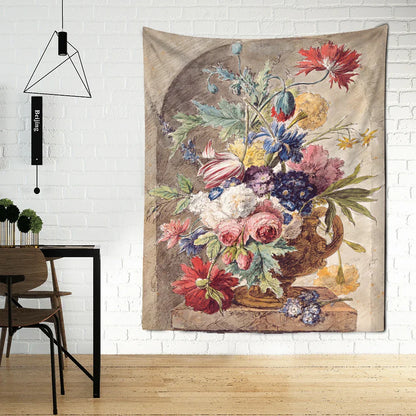 DecorBites™ Court Style Floral Oil Painting Tapestry Wall Hanging Home Decor