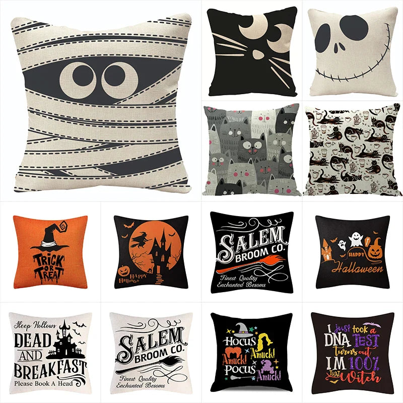 Linen Trick Treat Cushion Cover