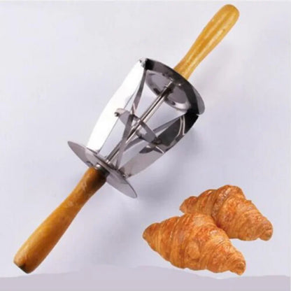 DecorBites™ Croissant Dough Cutter: Stainless Steel Handle, Pastry Wheel Knife for Baking