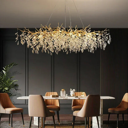 DecorBites™ Crystal LED Pendant Lights Gold Dining Room Branch Chandelier