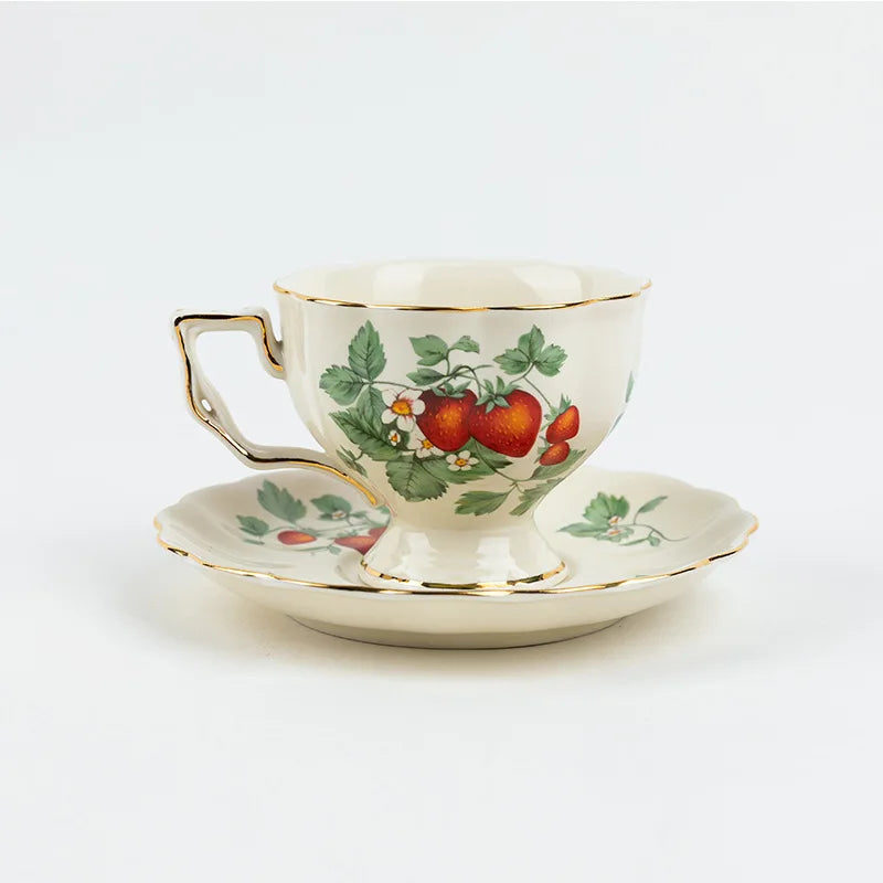 DecorBites™ Lemon Pattern Porcelain Tea Set: Teapot, Kettle, Handle Cup, Mugs