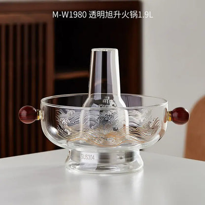 DecorBites™ Glass Hotpot: Thickened Heat-Resistant Crystal Pot for Home, Camping, Steaming & Boiling