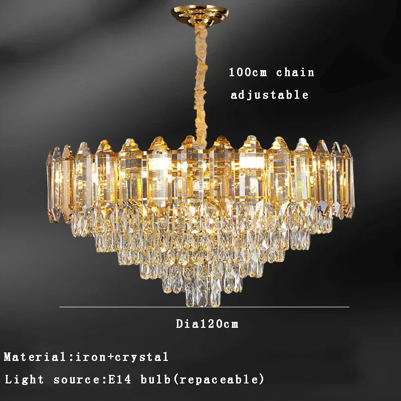 Gold Amber Crystal Chandelier Dia150cm Living Room