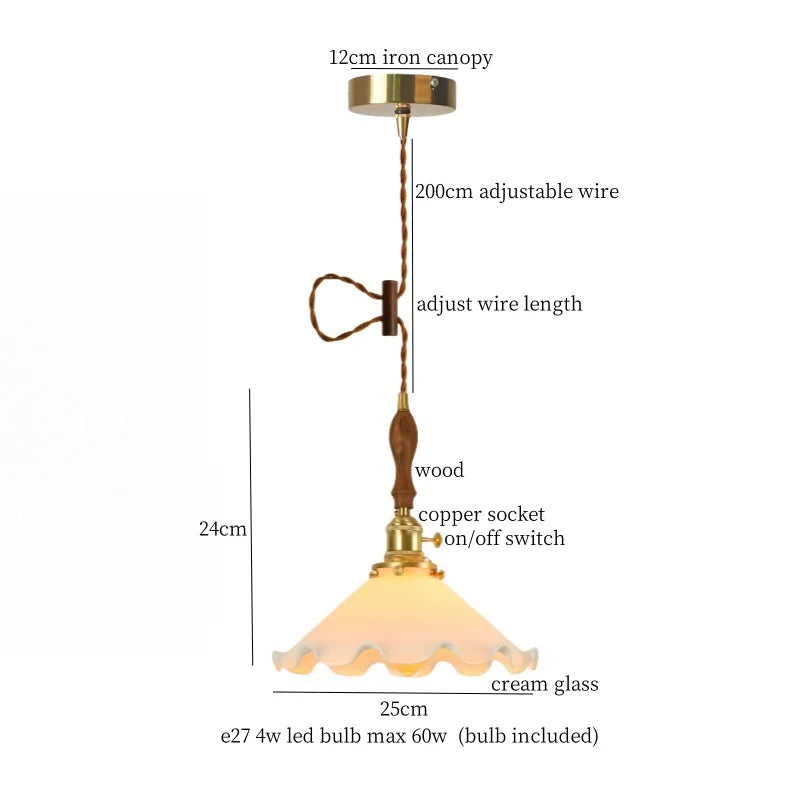 DecorBites™ Cream Glass LED Pendant Lamp - Nordic Minimalist Brass Hanging Light