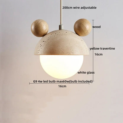 DecorBites™ LED Wood Pendant Light Fixture Wabi Sabi Hang Lamp for Living Room