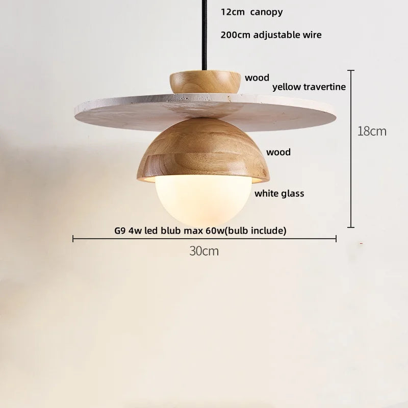 Aluminum LED Pendant Light Travertine E27 Base