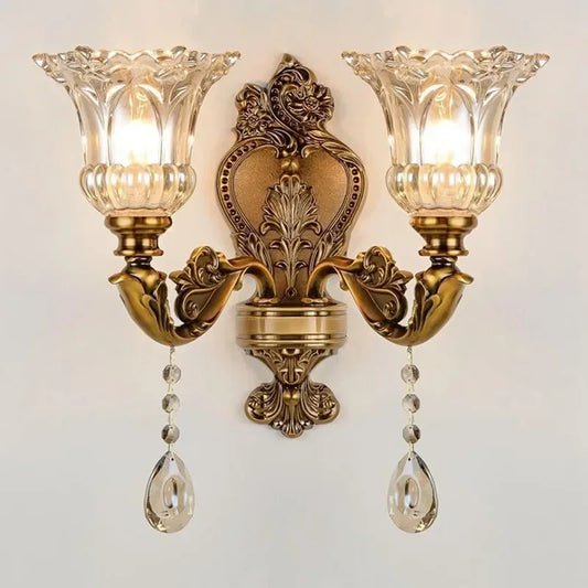 DecorBites™ Crystal Glass Dual Head Wall Lamp - European Retro Style