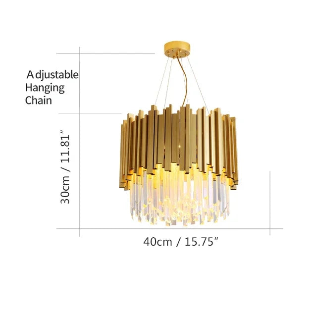 Gold Round Crystal Chandelier 72cm Hanging