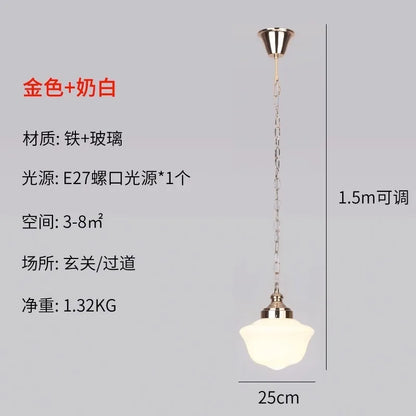DecorBites™ Cream Glass Pendant Lights LED E27 Retro Hanging Lamp for Bedroom, Kitchen, Restaurant