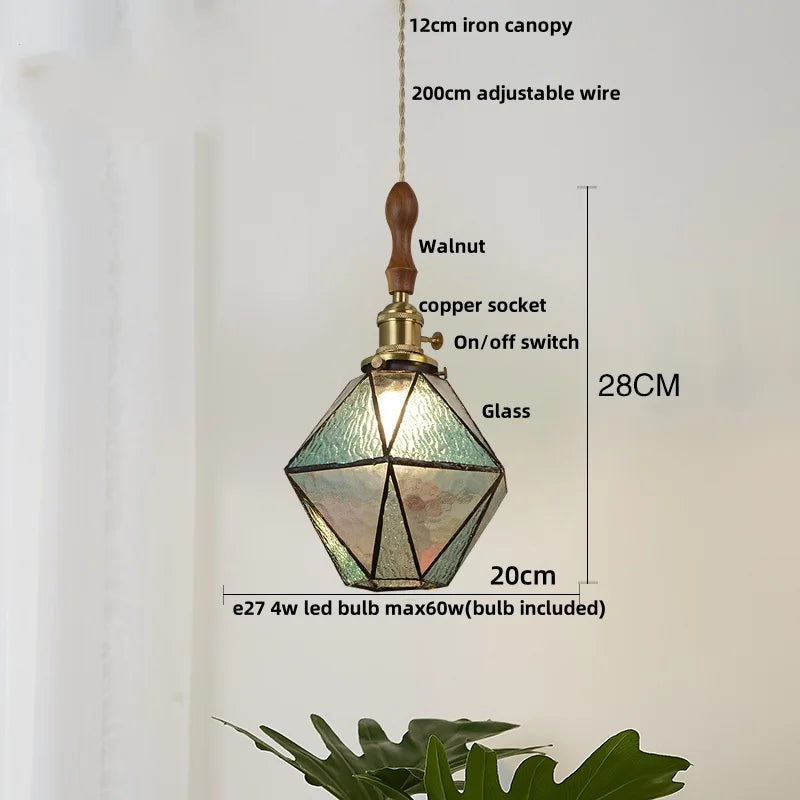 DecorBites™ Glass LED Pendant Lamp: Handmade Japanese Style Adjustable Hanging Light Fixtures