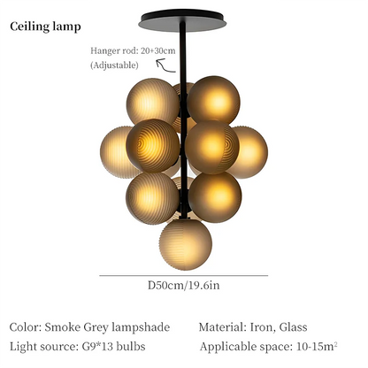 DecorBites™ Grape Chandelier: Modern Glass Ball Pendant Lamp for Living Room and Bedroom