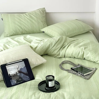 DecorBites™ Cotton Jacquard Bedding Set - Single Double Queen King Size Bedclothes