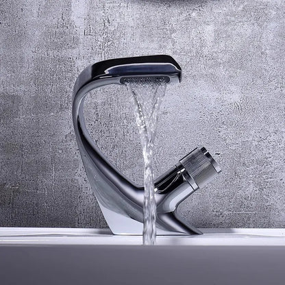 DecorBites™ Gray Basin Faucet | Brass Chrome Mixer Tap | Single Handle Sink Faucet
