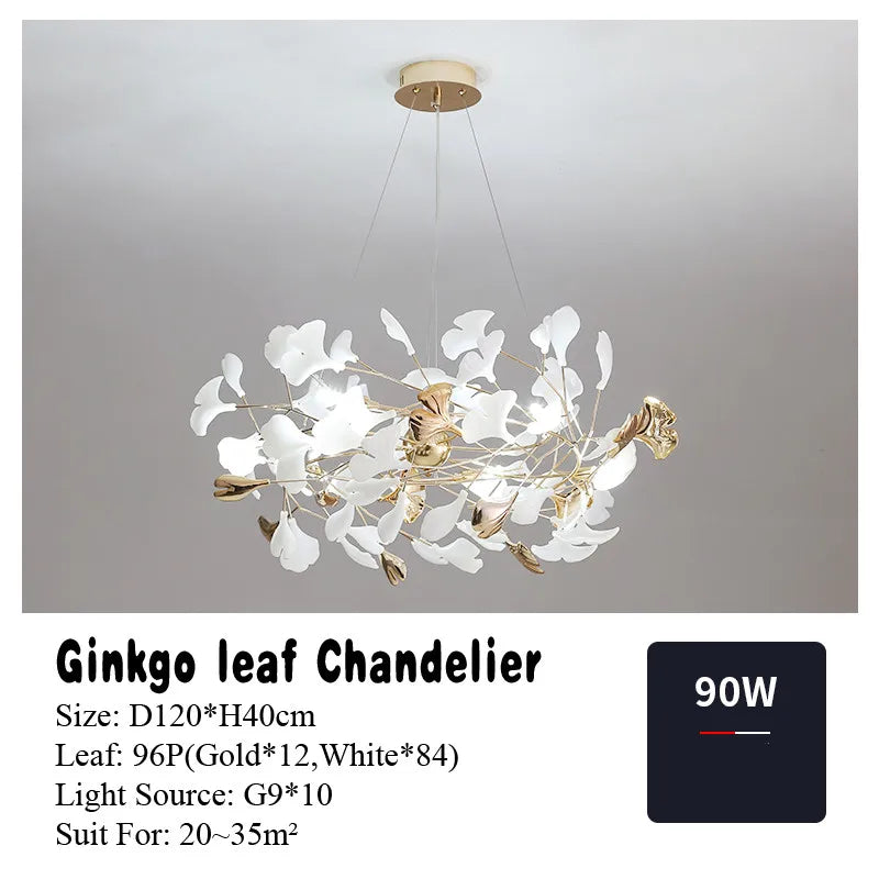 DecorBites™ Gold Branches Chandeliers with Porcelain Leaves Pendant Light - Luxury Living Room Decor