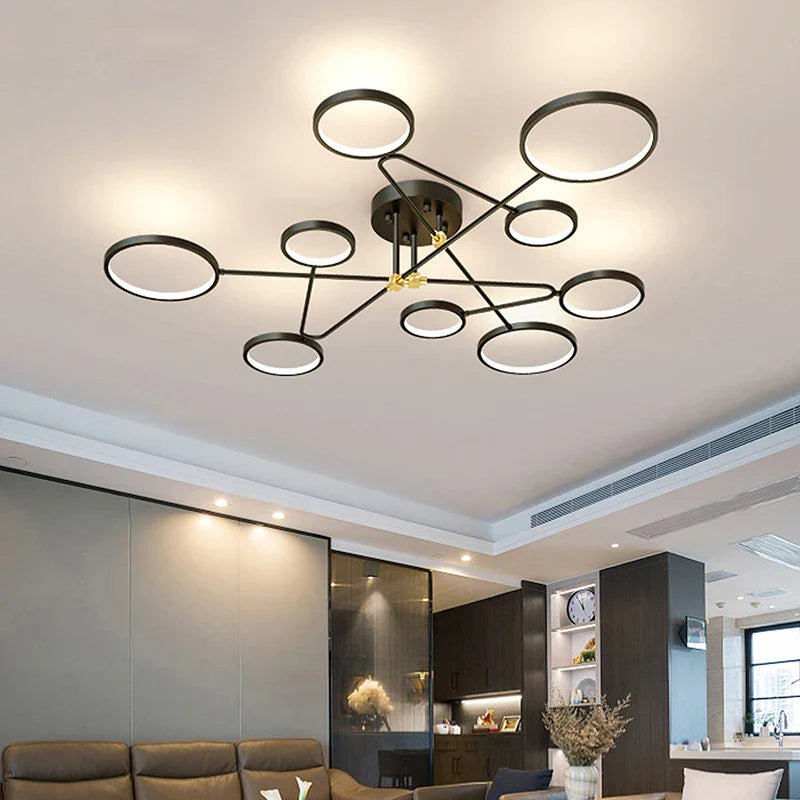 Minimalist Gold Black Chandelier