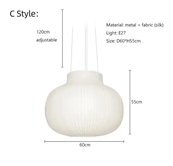 DecorBites™ Japanese Nordic Design LED Silk Pendant Lights for Living Room and Restaurant