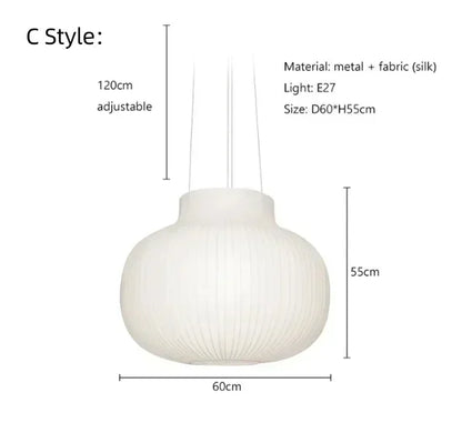 DecorBites™ Japanese Nordic Design LED Silk Pendant Lights for Living Room and Restaurant