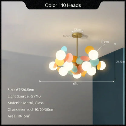 DecorBites™ Glass Hanging Ceiling Lamp for Kids Room, Living Room, Bedroom - Modern Chandelier & Home Decor