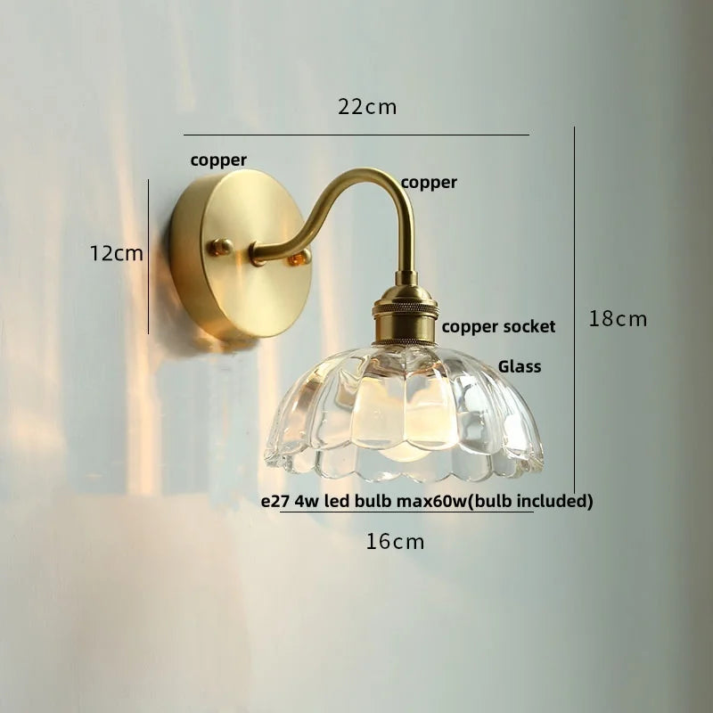 Green Glass Wall Sconce Copper Socket Pull Chain