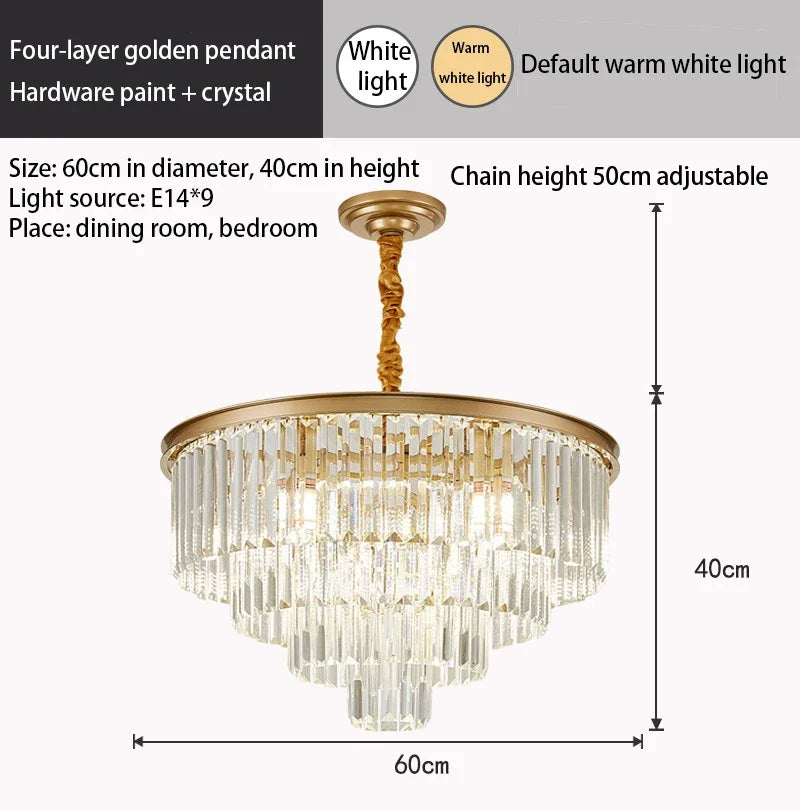 DecorBites™ Crystal Gold Black LED Chandelier: Modern Multi-Storey Pendant Lamp Lighting