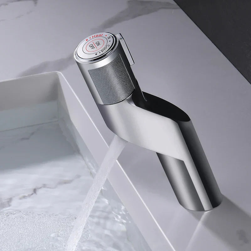 DecorBites™ Gold Basin Faucet: Single Handle Push-Button Mixer Tap for Bathroom, Brass Material
