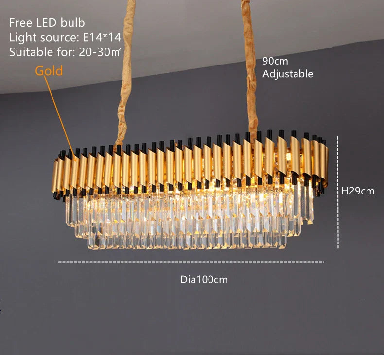 Crystal Ceiling Chandelier Round D80cm Gold