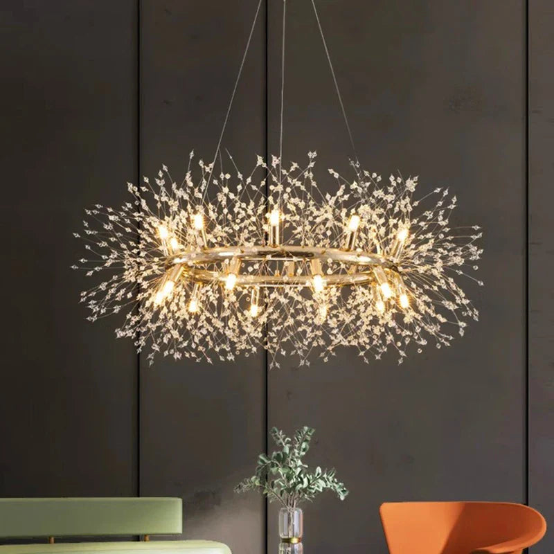 Gold Sculptural LED Chandelier 20-Head Artistic