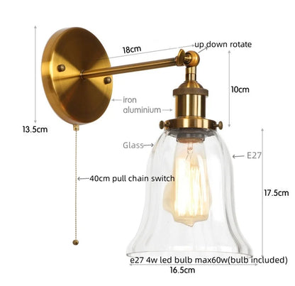 DecorBites™ Loft Clear Glass Rustic LED Wall Light - Industrial Style Iron Wall Lamp