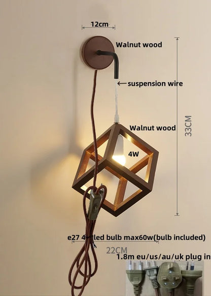 DecorBites™ Cube LED Wall Lights | Modern Nordic Wood Design for Home Decor