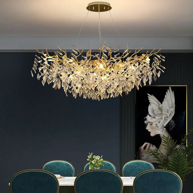Gold Crystal Chandelier For Dining Room L120cm