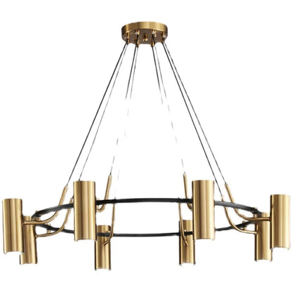 DecorBites™ Gold LED Ring Chandelier | Modern Black Wire Adjustable Lighting Fixture