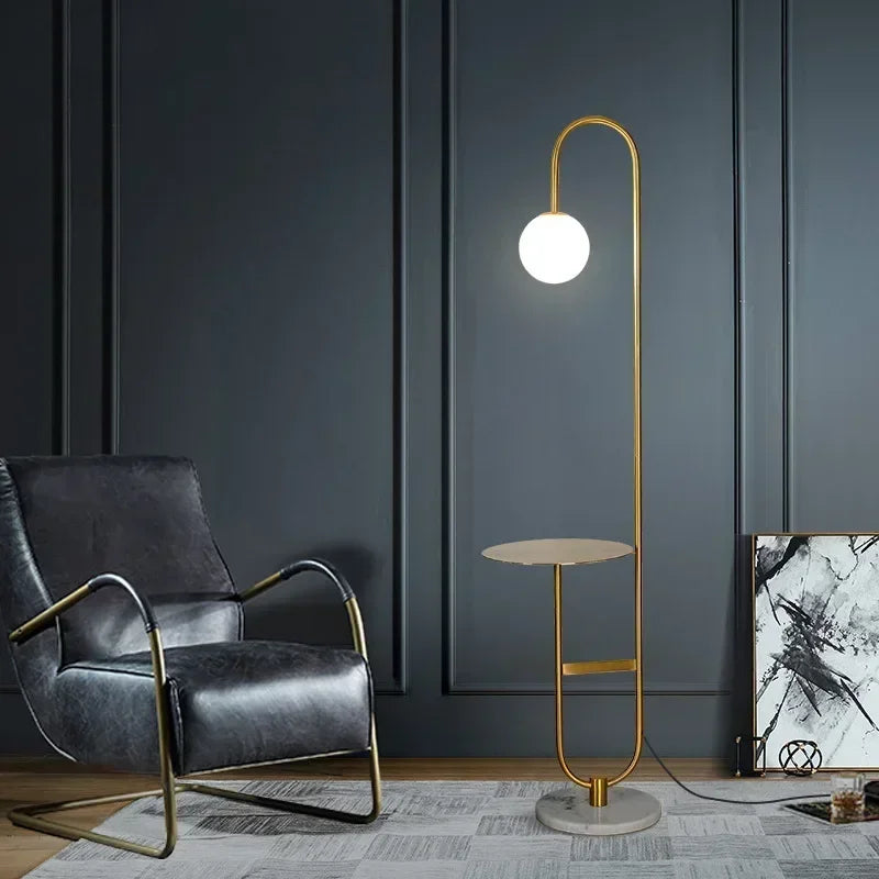 DecorBites™ Glass Side Table LED Floor Lamp for Nordic Living Room Art Decor