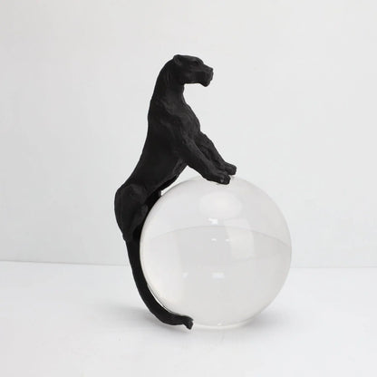 DecorBites™ Crystal Ball Metal Animal Sculptures Home Decor Figurines