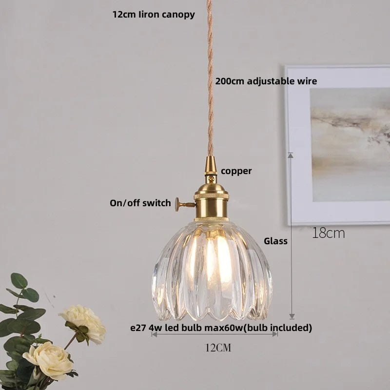 DecorBites™ Copper Glass LED Pendant Light - Modern Adjustable Hanging Fixture for Home deco