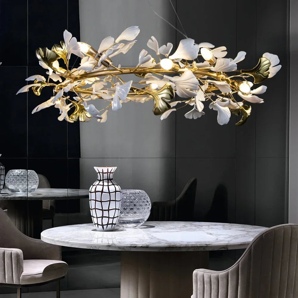 Golden Ceramic Branch Chandelier