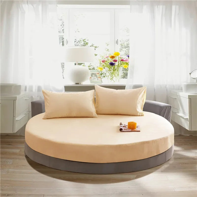 DecorBites™ Cotton Round Bed Sheet Set with Elastic Band, Soft & Skin-Friendly Fitted Sheets