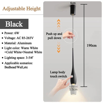 Minimalist Adjustable Touch-Dimming Pendant Light