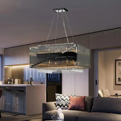 DecorBites™ Crystal Glass Pendant Chandelier for Luxe Dining Room Decor