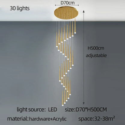 DecorBites™ Golden Tapered Chandelier LED - Modern Indoor Lighting for Living Room, Kitchen, and Hall